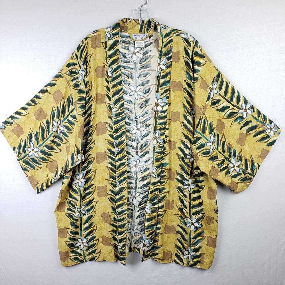 Vintage Mikey Mo Key West Kimono Kaftan Beach Cover-Up Floral Rayon Resort O/S